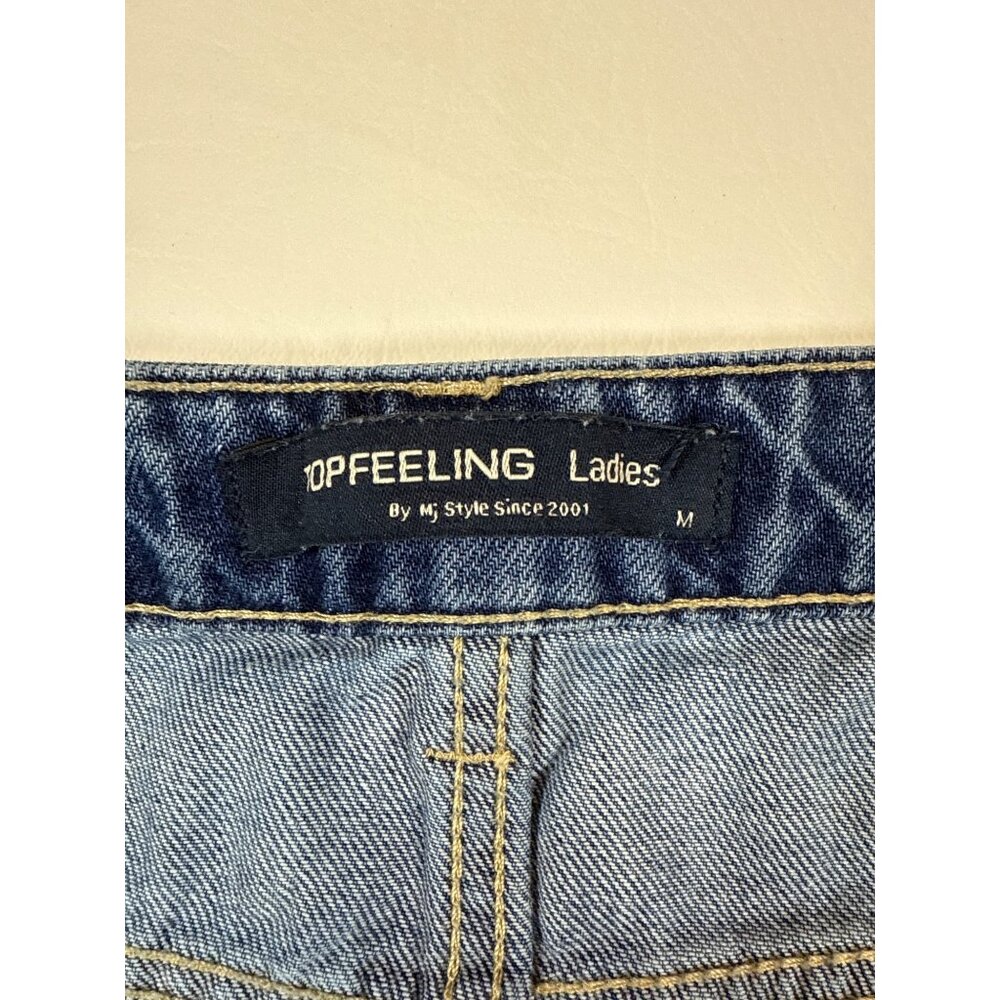 Denim Frayed Hem A-Line Skirt By TopFeeling Ladies Size M Blue (F321) - Picture 6 of 7